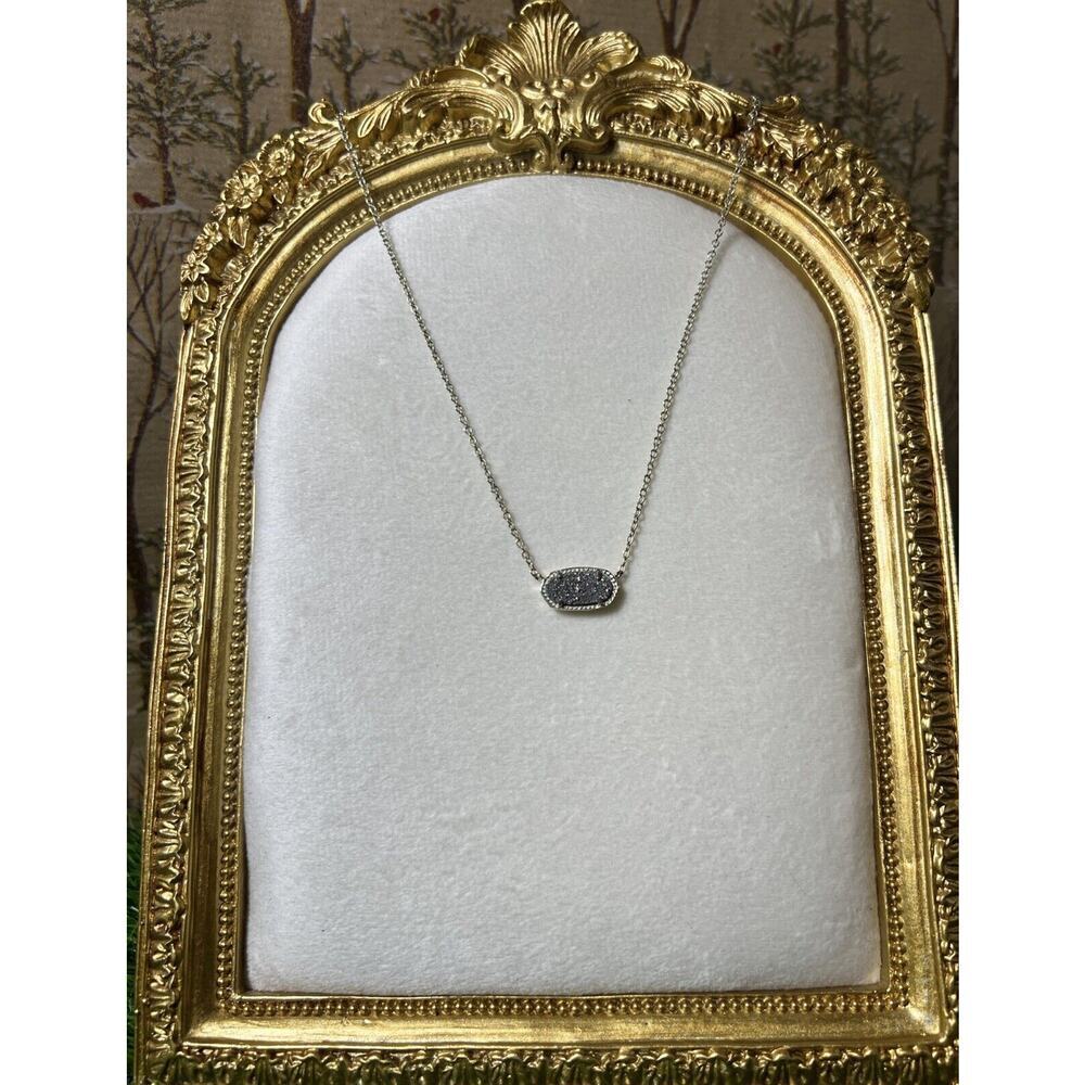 Kendra Scott Elisa Platinum Drusy Short Necklace Silver